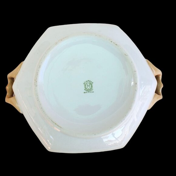 Noritake Bowl Made in Japan Hand Painted 6 Sided Hexagon 2 Handled Scenic - Picture 3 of 10